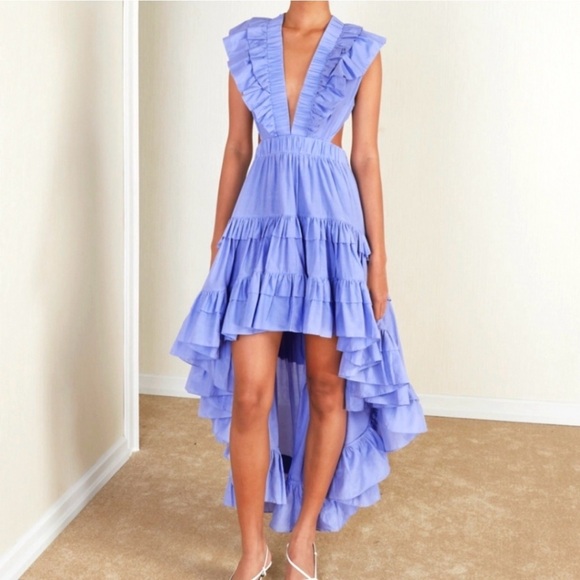 Chic Lavender High-Low Ruffle Dress - Picture 1 of 6